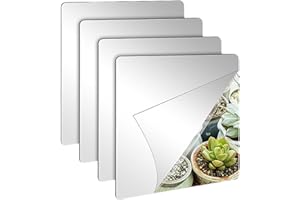 Aidqxbaoer 4 Stück Klebespiegel Selbstklebend,15 x 15 cm Acrylspiegel Schulspiegel,Flexible Spiegelfolien Spiegelaufkleber,für Badezimmer Wohnzimmer Schlafzimmer Schrank