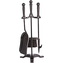 BLADO 5 Pc Black Fireside Companion Set-Durable Cast Iron Fireplace