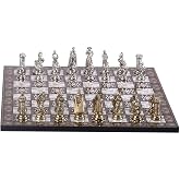 GiftHome Metal İngiliz Satran&ccedil; Takımı Orta Boy Parlak ve Sedef Tahtası