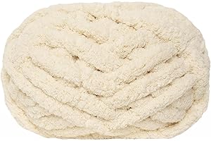 ZITUOP Chunky Knit Chenille Yarn for Hand Knitting Blankets, Super Soft Big Jumbo Blanket Yarn (Beige)