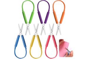 QAUM Mini Loop Scissors 6Packs Cute Self-Opening Handle Safety Scissor for Kids 14cm Adaptive Design Right and Left Handed Easy Grip for Toddlers Children Back to Schools Gift Christmas Daily DIY Crafts