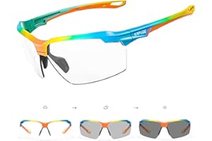 KAPVOE Photochromatische Selbsttönend Fahrradbrille Herren Damen Sportsonnenbrille Klar Radsportbrille UV400 Schutz TR90 Rahmen Sonnenbrille für MTB Radsport Radfahren Triathlon Rennrad Brille