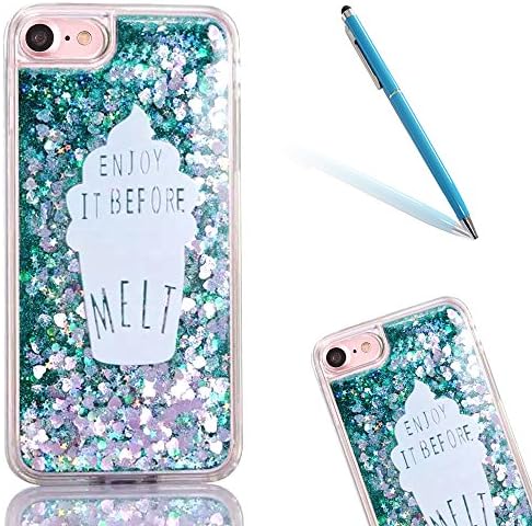 iPhone 6sPlus Case, Transparent Clear CLTPY iPhone 6Plus Sparkles Floating Flowing Liquid Case, Flexible Soft TPU Cute Pattern Printed Cover, Full Body Wrap for 5.5" Apple iPhone 6Plus/6sPlus (Not iPhone 6/6s) + 1 x Stylus - Green Star