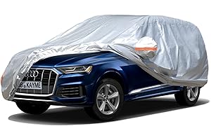 kayme Bâche Voiture Étanche Respirante Compatible avec Audi Q7 (2005-2023), 6 Couches Housse de Protection Voiture Extérieur, Contre Pluie Soleil Poussière avec Zip et Doublure en Coton.