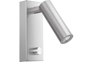 Meanyee Wall Mounted Reading Lamp Headboard bedside light with Twist switch/Dimmable/Adjustable Arm/Brushed Nickel/3000K LED 4.5W/ (Surface)