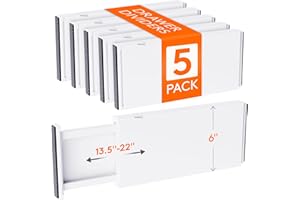 Lifewit 5 Set Schubladentrenner, Verstellbar Schubladen Trenner für Innenlänge 34–50cm & Höhe＞15.5cm Organizer Ordnungssystem für Küche/Kleiderschränke/Schreibtisch, Weiß