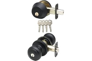 Copper Creek CKDB141-BC Bouton de porte colonial à clés identiques avec combinaison de pêne dormant, noir