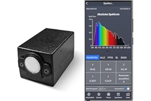 Handheld-Spektrometer für Lichtmessung, 340-1000nm Tragbares Spektrum-Beleuchtungsmessgerät, Echtzeit-CCT-CRI-PAR-PPFD-Analyse, LED-Pflanzenlicht-Tester mit APP & PC-Software, USB-Typ-C-Verbindung