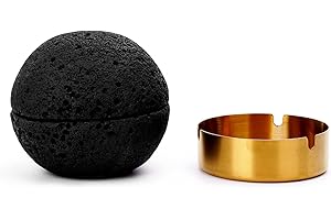 CUTFOUWE Aschenbecher für Draußen mit Deckel,Tisch Aschenbecher Home Garten/Terrasse, Stil: Modern - Material: Beton + Tablett,Ideal Für Raucher Und Als Dekoration, Auch für Zuhause und Büro,Schwarz,S