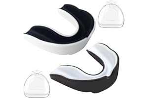 SVUPUE Zahnschutz, 2 Stücke Mundschutz Boxen, Sport Mundschutz, für Kampfsport Boxen, Taekwondo, Hockey Sport Zahnschutz, Tragbare Schutzkasten, Erwachsene, SchwarzWeiß