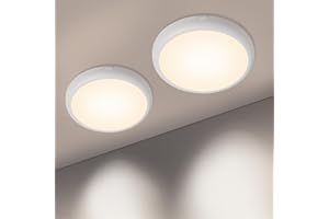 SUNDERTECH 2-Pack LED Ceiling Light 18W 2200LM, 3 Colors Choices 3CCT in 1 Bathroom Lights Ceiling Surface and Recessed Mount Indoor Ceiling Lights for Storage Room, Stairwell,Porch and More