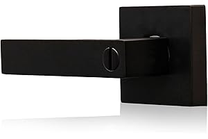 XFORT Quad Privacy Knob Set Matt Black, Door Knob with Lock for Internal Wooden Bathroom Doors, Complete Set with Tubular Latch