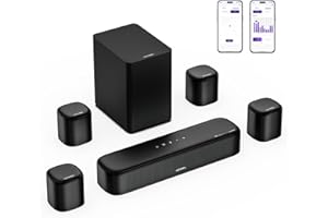ULTIMEA Soundbar 7.1 Canali con Dolby Atmos, Sistema Audio Surround con 4 Altoparlanti Surround,APP, Home Theater, Soundbar TV con Subwoofer, HDMI eARC, Bluetooth 5.3, Aura A60