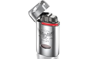 VVAY Briquet Tempete Gaz Rechargeable, 3 Jet Flammes (Gaz Non Inclus)