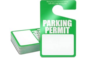 JUVALE 50 Pack Green Parking Permit Hang Tags, Temporary Hanging Passes Blank Plastic Placards for Car Rear View Mirror, Bulk (3.15 x 4.75 inches) - Parking Permit Hang Tag