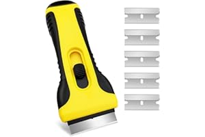 Phantasy® Ceranfeldschaber Herdkratzer mit 5 Ersatzklingen, Ceranfeld Kratzer Glasschaber Ceranfeldreiniger für Cerankochfeld Schaber Küchenschaber Set für Kochfeld, Backofen, Glaskeramik