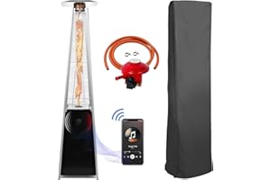 BU-KO Riscaldamento a Gas per Esterni | Giardino, Campeggio, Feste Barbecue | Bruciatore a Propano 13kw Piramide in Acciaio Inossidabile | Riscaldamento a GPL & Protezione a Prova di Pioggia Inclusa