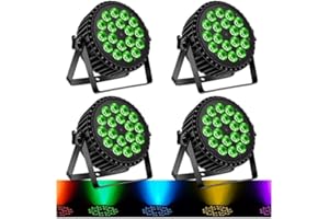 DELIBANG 4PCS Par LED RGBW Luci Palcoscenico Discoteca DJ Faretti 18 Par DMX Auto Sound 200W 8CH Alluminio Fari Effetti Luce Stroboscopica per Festa Prestazione Halloween Natale
