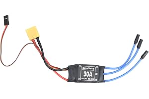 BOABY Contrôleur sans Balais 30A, Contrôleur De Vitesse Électrique sans Balais 30 A avec Prise Xt60, Protection Basse Tension 5V/1,5A Sortie Bec pour Télécommande Rc Drone Avions Hélicoptère FPV