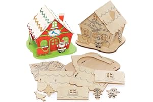 Baker Ross FE895 Kit Modello in Legno Laboratorio di Babbo Natale - Confezione da 3, Portacandele da Decorare ed Esporre, Progetto Artistico e Artigianale per Bambini