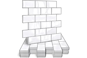 HyFanStr Thicker Upgrade Design Self Adhesive Wall Tiles for Kitchen Bathroom Stick on Tile Backsplash, 3D Peel and Stick Subway Tiles White 10 Sheets