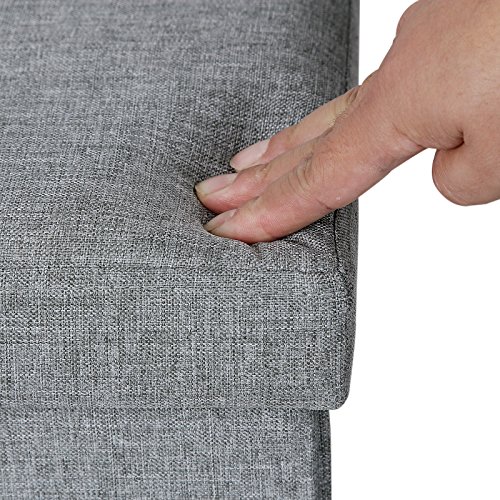 Songmics 76 cm Aufbewahrungsbox Sitztruhe Sitzbank Sitzhocker belastbar bis 300 kg leinen lichtgrau LSF47G - 5