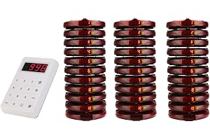 Retekess TD158 Restaurangpersonsökare, 30 Trådlöst Samtalsystem | för Food Truck, Hotell, Bar, Outdoor 500M, LED Tube Display, 4 Samtalslägen, Samtalslängd 1-250s