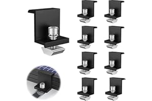 GEBRAZY 8 Stück Solarmodul Klemmen, 30mm Aluminium PV Modul Endklemmen, Z-Halter Befestigung Solarmodulhalter für Solar Panel, Solarbefestigungen für Dächer Wände Boote Wohnmobile (Schwarz)