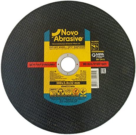 NOVOABRASIVE Premium Quality 15-Pcs Pack Set Of 300 x 3.0 x 32mm Cutting Discs – Ideal For Stainless Steel, Steel &amp; Non-Ferrous Metals
