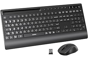 seenda COE201 Wireless Bluetooth Keyboard and Mouse - Full Size Multi-Device Ergonomic Set with Wrist Rest & Phone Holder, Quiet Typing for PC, Laptop, Desktop, Tablet, MacBook, iMac, iPad (Black)