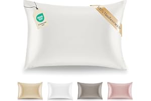 Dreamzie Kissenbezüge Seide - 50x70 cm - Gewicht 19 Momme 100% Reine Maulbeerseide Doppelseitig - Seidenkissenbezug für Haar und Haut, Anti-Aging, Anti-Bettwanzen - Elfenbein