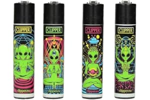 SUNMONDO Set di 4 accendini Clipper (Trippy Aliens)