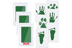 Vicloon Baby Hand and Footprint Kit, Inkless Print Kit with 3 Ink Pads and 6 Imprint Cards, Green, 16.8 cm x 12.5 cm