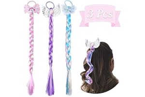 Dodheah Parrucca Rapunzel Bambina Ragazze Braid Regalo per Bambini Principessa Dress Up 3 Pezzi Accessori per Festa di Compleanno Cosplay