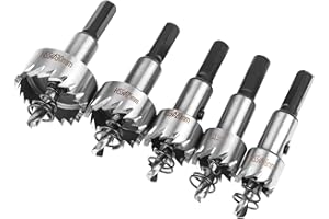 Flintronic Juego de brocas de metal duro para sierra perforadora de titanio: 16, 18, 20, 25 y 30 mm, cortadores circulares, herramientas para acero e inoxidable