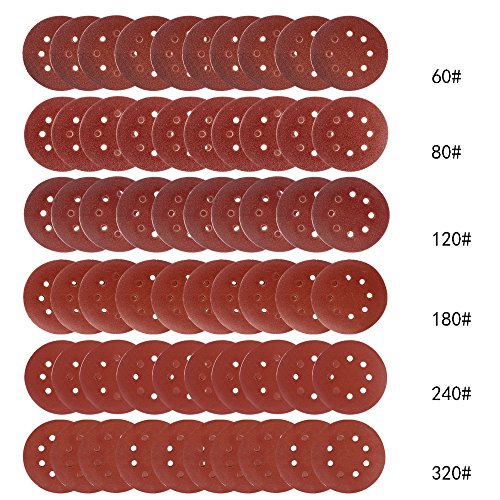 Coceca 60 Stück Schleifscheiben Klett-Schleifpapier Ø 125 mm,(60/80/120/180/240/320Grits) Exzenter-Schleifer 8 Loch - 3