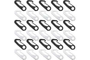 FineGood 30 pcs Nylon Flag Pole Snap Clips, Flagpole Carabiner Hook Attachment Hardware - Black, White