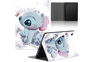 nurkorki Tablet Coque pour Samsung Galaxy Tab A8 10,5'' 2022/2021 SM-X205/X200, Étui avec Kawaii Stitch Dessin Housse de Protection Ultra Fin en Cuir PU avec Fonction Support Anti-Chute TPU Cover, 10