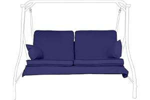 Gardenista Garden 2 Seater Swing Seat Cushion | Water Resistant Outdoor Hammock Replacement Bench Pad 112x56cm | Soft and Comfy Canopy Swing Seat Cushions with Back | Easy to Clean (Navy)