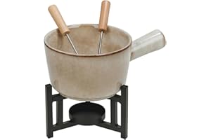 URBN-CHEF Ceramic Fondue Set for Chocolate and Cheese – Includes Melting Pot and 2 Fruit Forks, Perfectly Packaged in a Gift Box