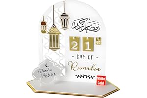 Baketron Ramadan Calendrier 2024，Calendrier De l'avent Ramadan En Bois，Décorations Traditionnelles Du Calendrier De l'avent De l'aïd，Calendrier Ramadan Pour Enfants，White Gold