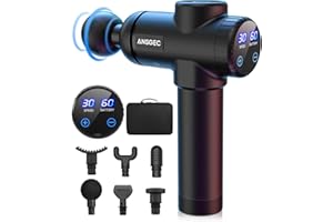 Massage Gun, ANSGEC Massage Gun Deep Tissue with 10 Massage Heads, 30 Speeds Powerful Muscle Massage Gun 2550mAh Electric Handheld Massagers, Percussion Massager for Muscle, Back, Neck, Body Relief
