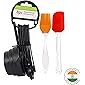 Unicron Popular Combo - 8Pcs Black Measuring Cups and Spoons Set, Silicone Series Spatula and Brush Set
