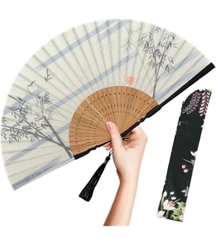 Ventaglio Giapponese In Seta E Bambù Con Farfalla - Blu | Ventaglio Pieghevole Per Donna - Foto 8