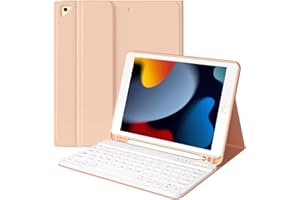 TQQ Funda Teclado iPad 9 generación con Porta lápices Incorporado, Desmontable Español Ñ Teclado para iPad 10.2" 9ª/8ª/7ª Gen, Pro 10.5" 2017, Air 3 2019