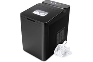 RELAX4LIFE Machine à Glaçons 15kg en 24H Auto-Nettoyage, Machine à Glaçons de Comptoir 9 Glaçons en 6-8 Min ICE Maker pour Bar Bureau Maison, Panneau de contrôle LED, 32x23x32,5cm(Noir)