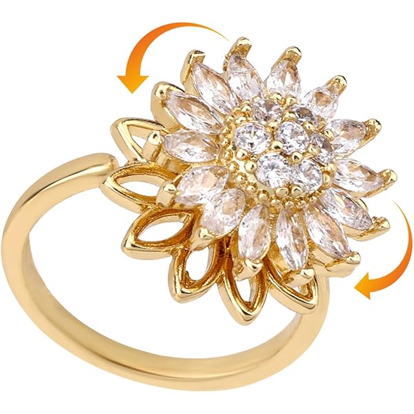 Heytea Roestvrijstalen Spinnerring Voor Angst Fidget Ringen Voor Het Verlichten Van Stress Angst Ring Zon Maan Sterren Belofte Verloving Ring Maat 6 12