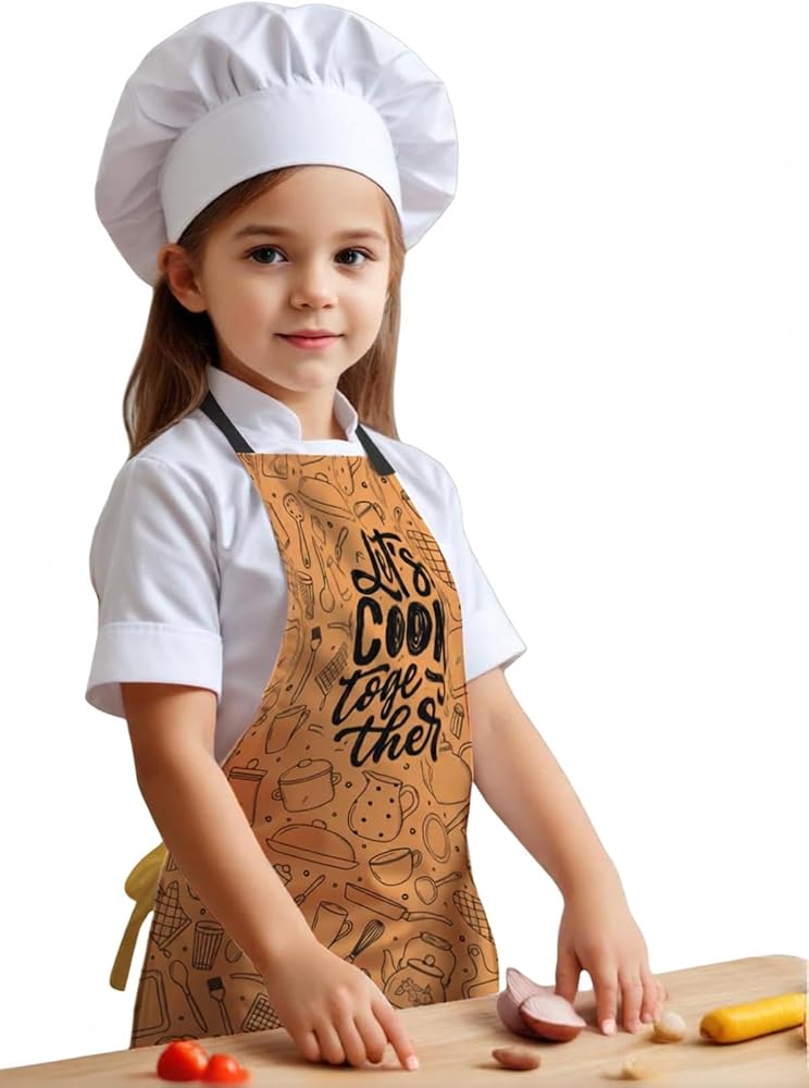 Çocuk Mutfak Önlüğü, Aktivite Önlüğü, Desenli Mutfak Önlüğü, 55 cm Boy 40 cm Genişlik Çocuk Önlüğü