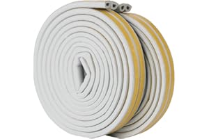 Rubber Seal Weather Strip Foam Tape, Feelava D Type 10 m Doors Windows Draught Excluder Seal Strips Anti-Collision Self-Adhesive Weatherstrip Water-proofing Sound-proofing - 2 Roll/Total 10m (Gray)