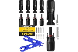 ENERNOVA Photovoltaique Câble Connecteur, 5/10/20/24/30 Paires, Connecteur PV, Connecteur Solaire Photovoltaïque, IP68 Étanche, Mâle + Femelle pour Panneaux Solaires Cable Accessoires (5 PCS)